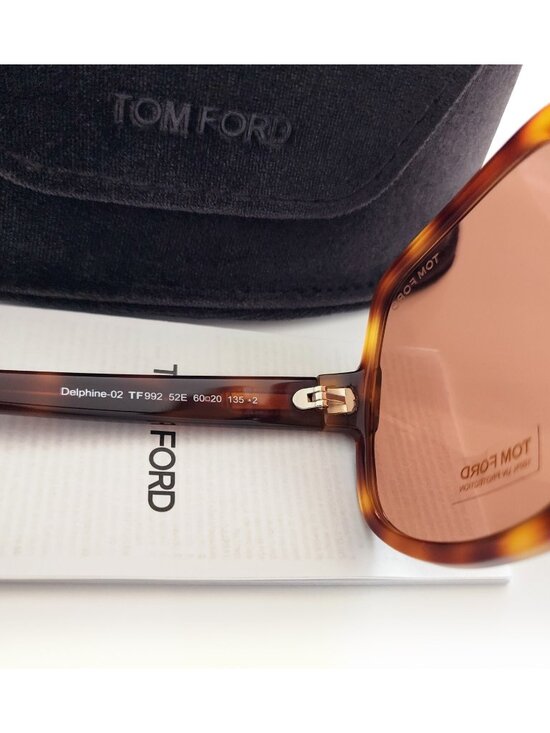 Tom Ford Delphine-02 TF992 52E 60mm Oversized Butterfly Sunglasses Havana Brown main image 4